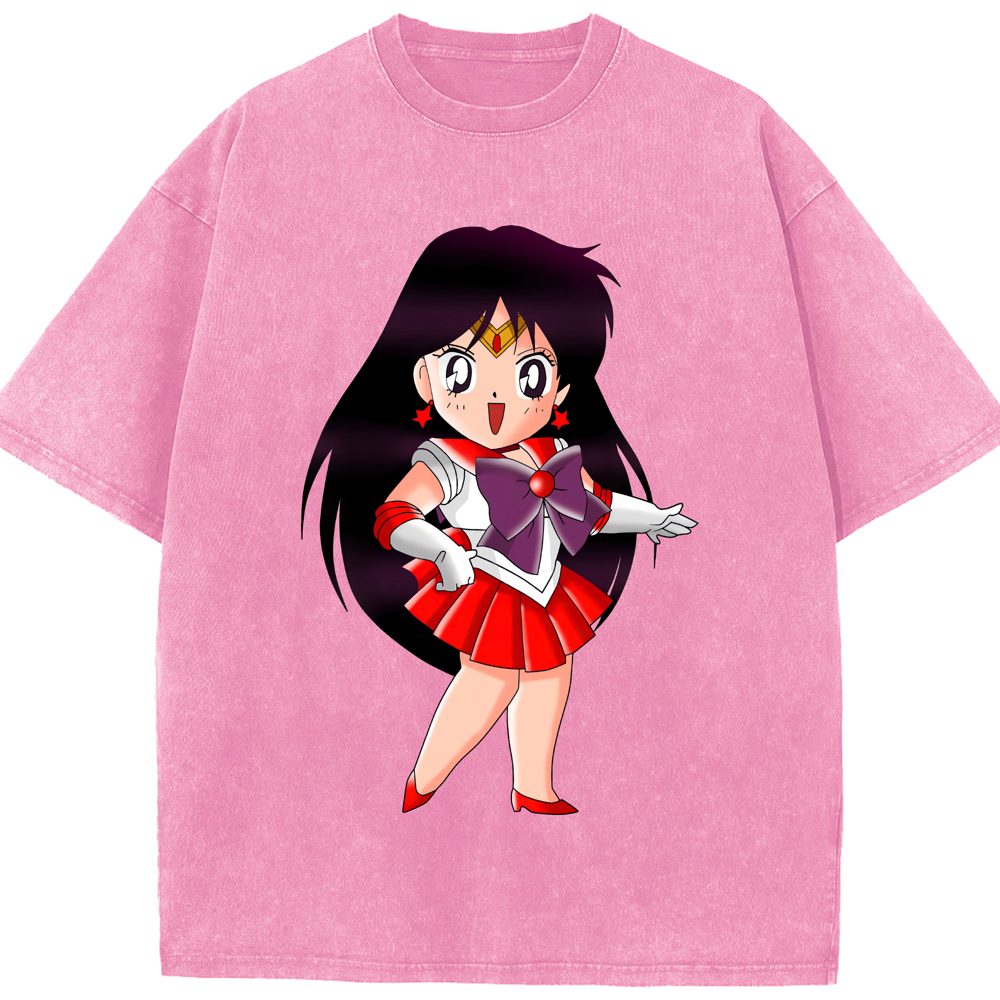 （画像用） 美少女戦士セーラームーン 火野レイ ひの レイ Sailor Moon Hino Rei （セーラーマーズ,Sailor Mars） 綿100% ヴィンテージ風 半袖Tシャツ（フロントプリント）
